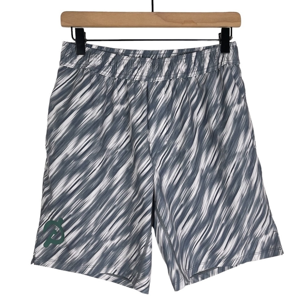 Peloton Turin Shorts Mens Medium Abstract Print Elastic Waist Lined Training Gym